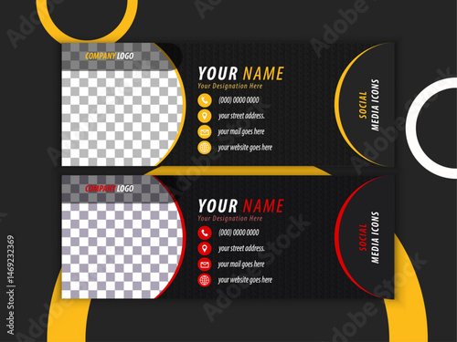 Corporate Modern minimal style email signature card template in horizontal,email footer and personal social media cover template Editable,Vectore templete.