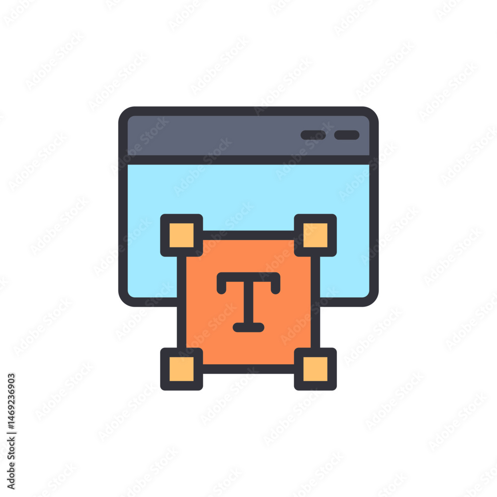 Symbolic representation of web development, text creation and user interface Symbolic representation of web development, text creation and user interface