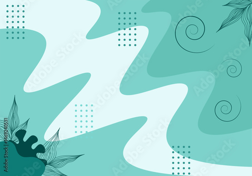 Vector Background Template Floral Tosca Green Leaves Leaf Flower Spring and Summer Hand drawn