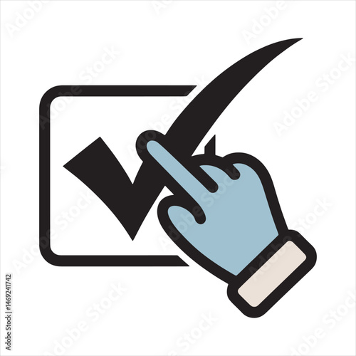Hand Selecting Check mark Icon vector