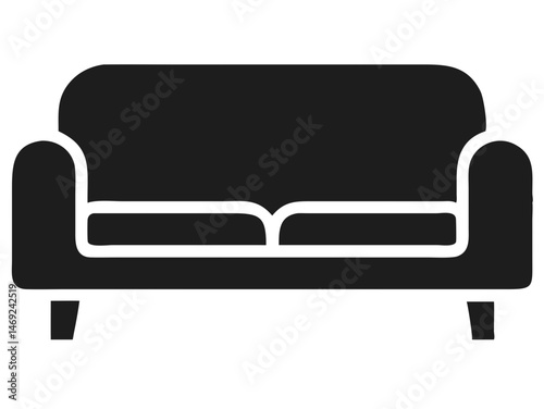 Black silhouette vector illustration of a modern two seater sofa or couch design