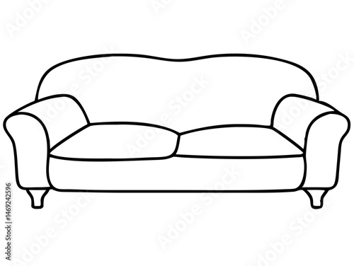 Black sofa couch silhouette design with transparent background for home decor