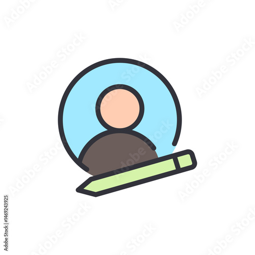 Simple illustration depicting user profile with editing tools and features