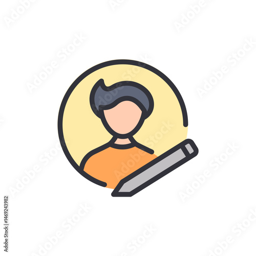Illustration of a user profile icon with an edit pencil next to it