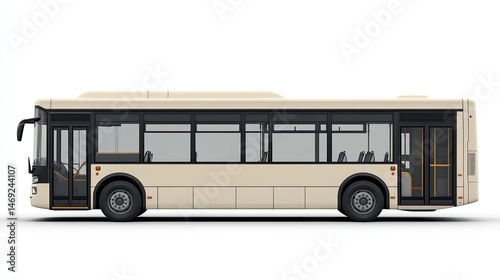 Beige city bus side view