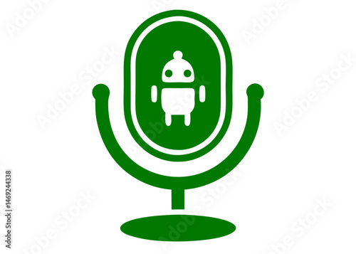 Green android microphone symbol indicating voice recording or audio technology