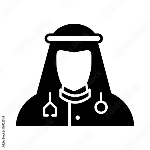 Arabic Doctor Icon - Middle East Medical Professional Silhouette Vector for Healthcare Projects