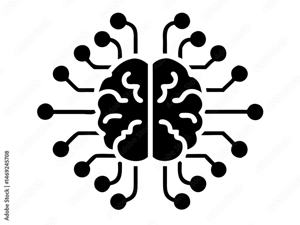 custom made wallpaper toronto digitalModern ai brain chip icon silhouette design representing artificial intelligence technology