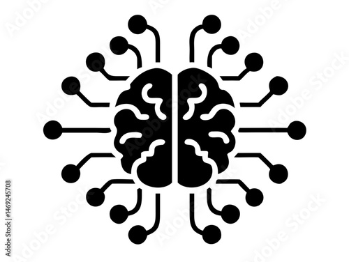 Modern ai brain chip icon silhouette design representing artificial intelligence technology