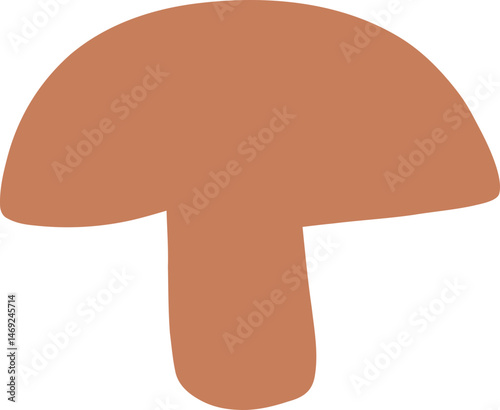 Flat brown mushroom icon, vector illustration of a natural food concept.