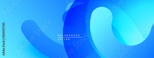 Abstract blue waves create dynamic background. Smooth gradients, flowing shapes suggest movement, modern design aesthetic.