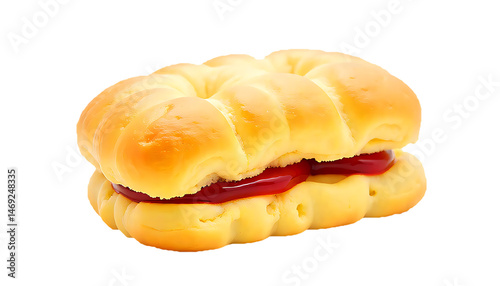 Sweet Bread Filled with Red Jam is Always a Delight on transparent background
