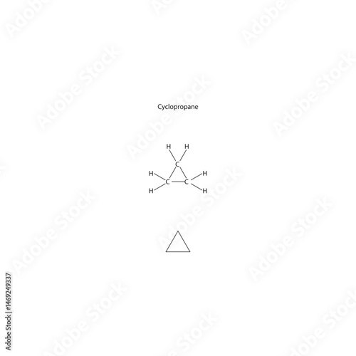 Cyclopropane Structure – Expanded and Carbon Skeletal Formula – Three-Membered Ring Alkane Representation