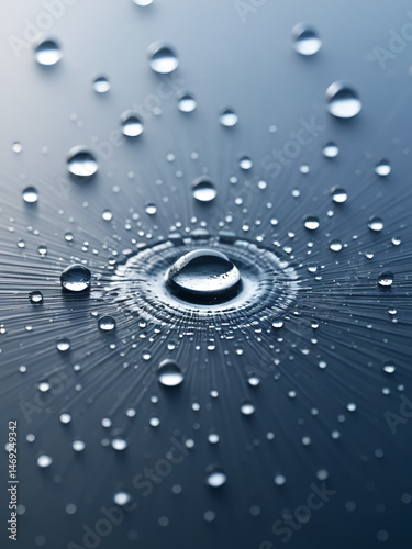 Water droplets impacting a surface