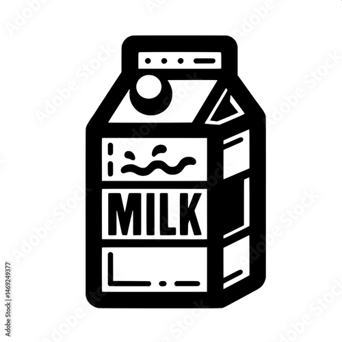 Black and White SVG of a Milk Carton