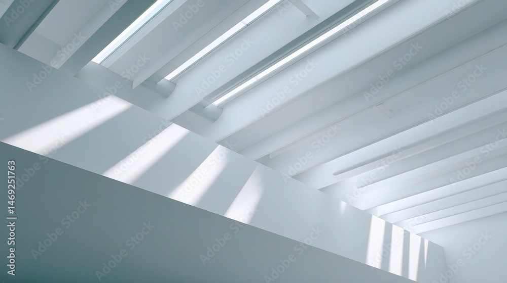 Naklejka premium Minimalist White Architecture with Abstract Design and Natural Light