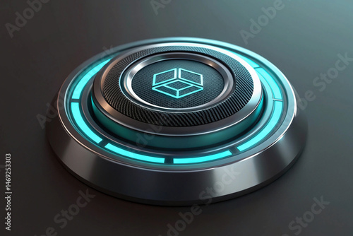 3d icon Futuristic Button Interface ai