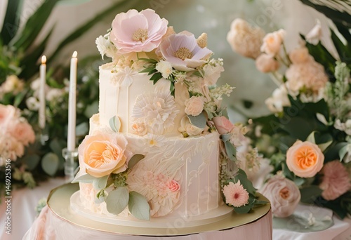 Artificial flowers designed to resemble edible decorations for topping cakes, adding beauty and elegance.
