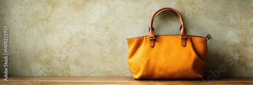 Stylish Handbag Rests on a Textured Background With a Soft Focus on the Left Side to Highlight Its Design Generative AI