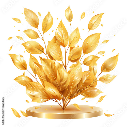 Golden Leaves on Pedestal