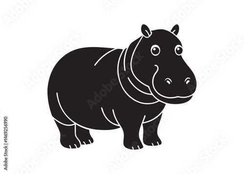Cute Hippopotamus Silhouette Vector photo