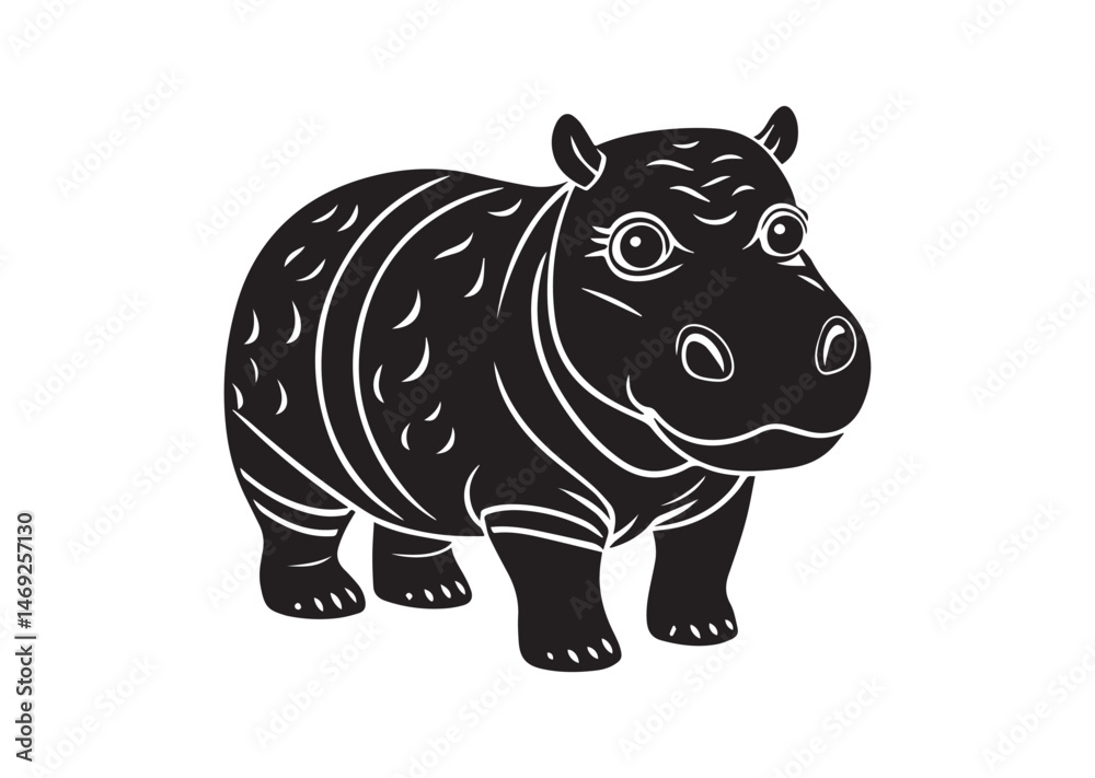 Cute Hippopotamus Silhouette Vector Cute Hippopotamus Silhouette Vector