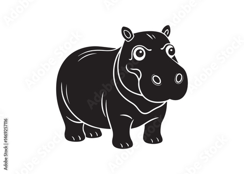 Cute Hippopotamus Silhouette Vector photo