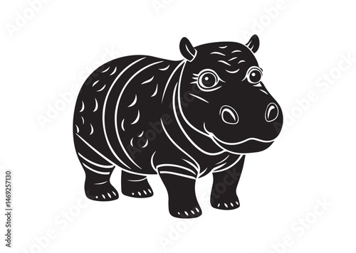 Cute Hippopotamus Silhouette Vector photo