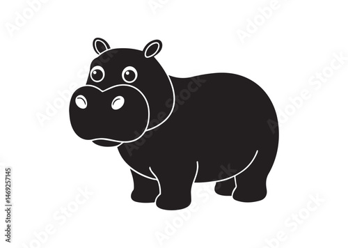 Cute Hippopotamus Silhouette Vector photo