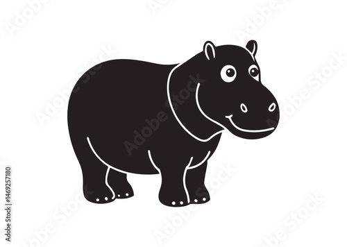 Cute Hippopotamus Silhouette Vector photo