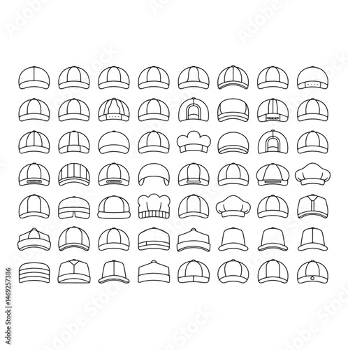 Hat Icons Collection Diverse Head wear Styles vector