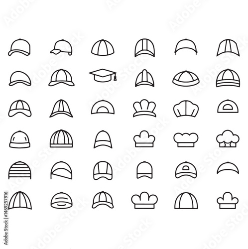 Hat Icons Collection Diverse Head wear Styles vector