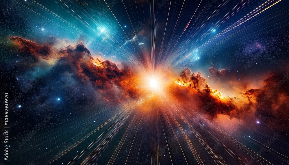 Obraz premium astrophotography of cosmic explosions and nebulae in outer space