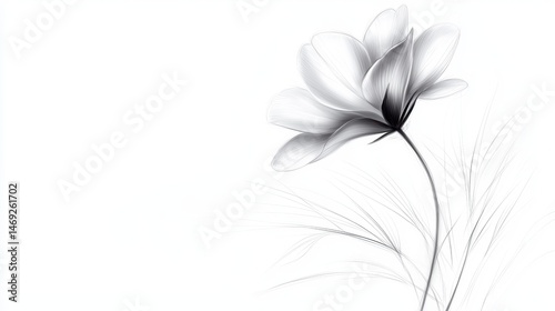 A sketch of a wildflower, with thin pencil lines creating a soft and artistic representation of nature.