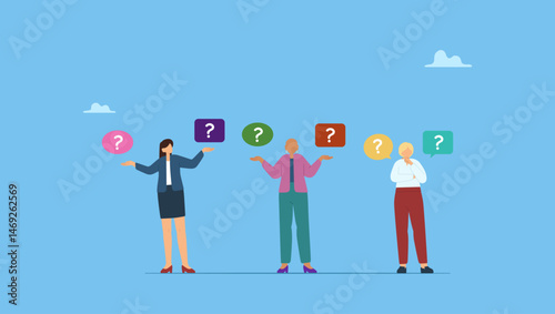 Wallpaper Mural Vector illustration of puzzled business women doubting, deciding, setting priorities. Business people make choice, decision concept. Torontodigital.ca