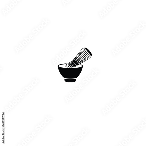 Japanese Matcha Tea Bowl silhouette on white background