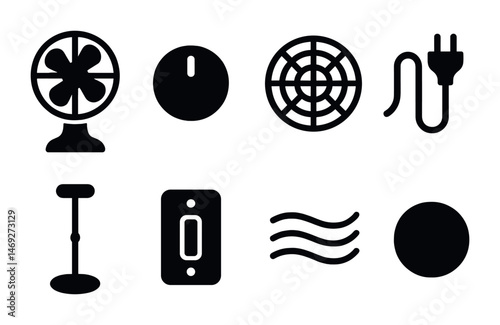 Home appliance solid icons set – silhouette, filled, kitchen and electronic symbols