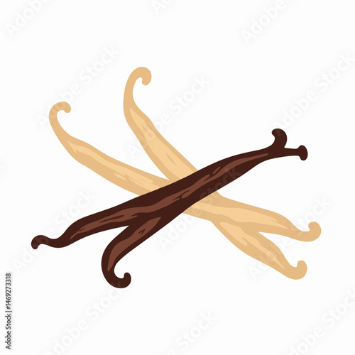 Vanilla Bean Pods Vector Illustration for Culinary Blogs, Recipe Websites, Food Packaging, and Gourmet Design