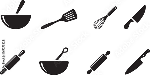 set of icons of kitchen utensils