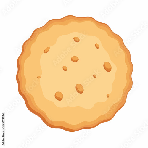 Round Whole Grain Cracker Illustration on White Background for Food Blogs, Nutrition Websites, Dietary Guides, and Healthy Snack Promos
