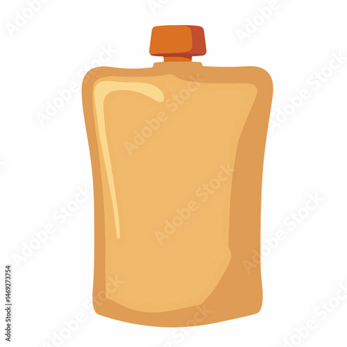 Nut Butter Squeeze Pouch Illustration on White Background for Food Marketing, Product Branding, Healthy Snack Campaigns, and E-Commerce Content