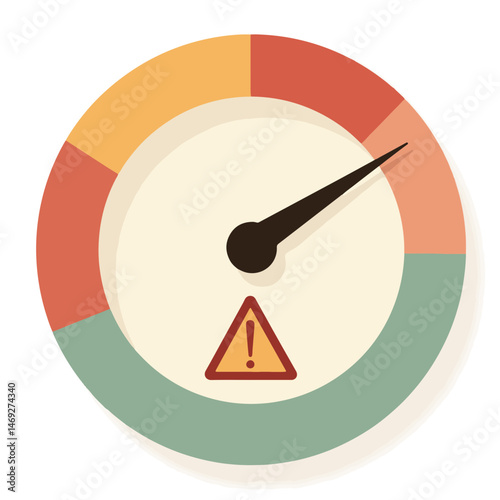 Warning Meter with Alert Indicator for Risk Assessment, Crisis Management, Business Strategies, and Financial Analysis