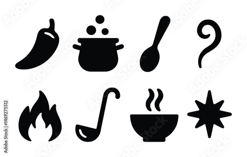 Culinary solid icons set – filled, food, cooking and kitchen symbols