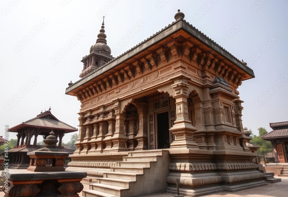Naklejka premium Ancient Changu Narayan Temple, Nepal Intricate carvings and peaceful setting, history, spiritual