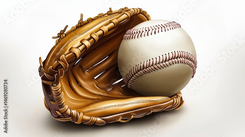 A retro-style baseball clipart featuring an old-fashioned baseball and leather mitt, evoking nostalgia and classic American sports culture.