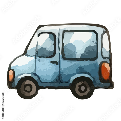 blue truck isolated on white