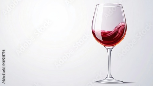 A vector illustration of a wine glass with a red wine swirling inside, set against a simple, elegant background.