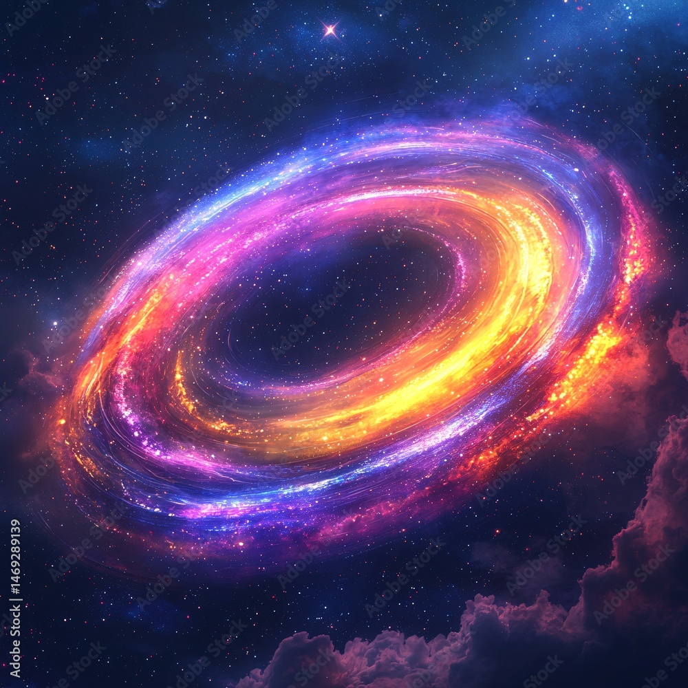Obraz premium Colored spiral galaxy map
