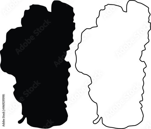 Map of Lake Tahoe USA Silhouette Flat And Outline Design