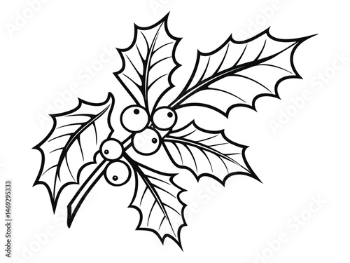 Christmas ostrich. New Year's plant symbol. on a white background. For printable children's coloring pages or books, toddler activities